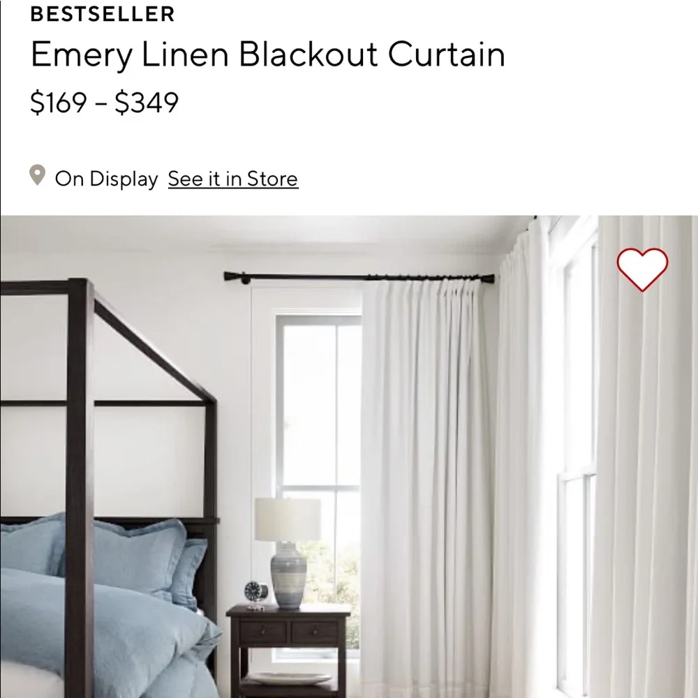 Emery White Blackout curtains SET OF 2 PANELS - Rings Included!